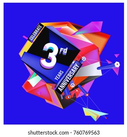 Vector 3rd Anniversary logo with colorful background