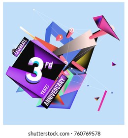 Vector 3rd Anniversary logo with colorful background