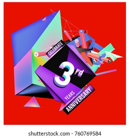Vector 3rd Anniversary logo with colorful background