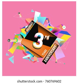 Vector 3rd Anniversary logo with colorful background