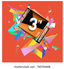 Vector 3rd Anniversary logo with colorful background