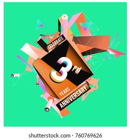 Vector 3rd Anniversary logo with colorful background