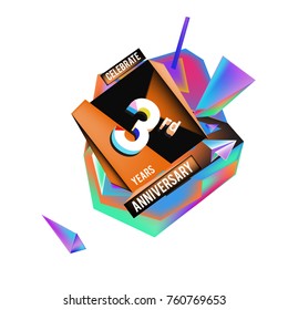 Vector 3rd Anniversary logo with colorful background