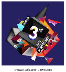 Vector 3rd Anniversary logo with colorful background