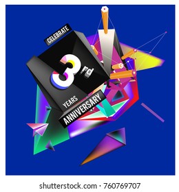 Vector 3rd Anniversary logo with colorful background