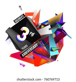 Vector 3rd Anniversary logo with colorful background