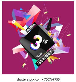 Vector 3rd Anniversary logo with colorful background