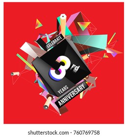 Vector 3rd Anniversary logo with colorful background