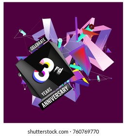 Vector 3rd Anniversary logo with colorful background