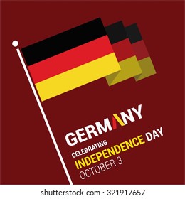 Vector 3rd October Germany Independence Day. Creative Country flag with typography. Celebration Card. Illustration