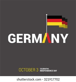 Vector 3rd October Germany Independence Day. Creative Country flag with Typography. Celebration Card. Illustration