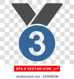 Vector 3rd place Medal EPS vector icon. Illustration style is flat iconic bicolor cobalt and gray symbol on a transparent background.