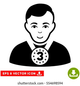 Vector 3rd Prizer Sportsman EPS vector pictogram. Illustration style is flat iconic black symbol on a transparent background.