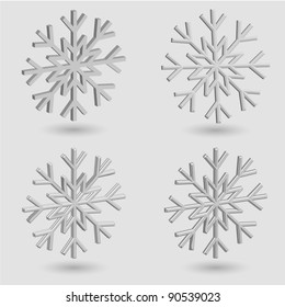 vector 4 3d snowflakes