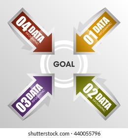 vector 4 arrow banners business infographic process diagram compare service banner presentatoin. Four steps to achieve this goal. Four glossy strip for your annotations. Four full-color sticker
