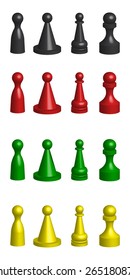 Vector 4 Color 4 Kind of Chess objects Isolated on White Background 
