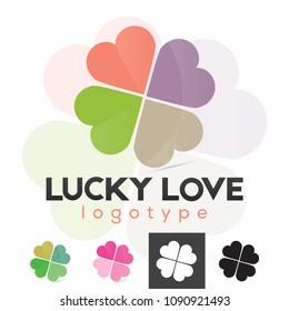 Vector 4 Four Leaf Clover Shamrock Hearts 