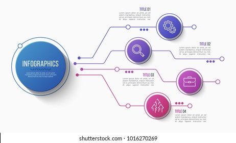 Vector 4 options infographic design, structure chart, presentation template. Editable stroke and global swatches.