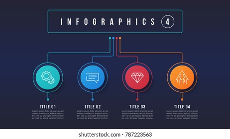 Vector 4 options infographic design, structure chart, presentation template. Editable stroke and global swatches.