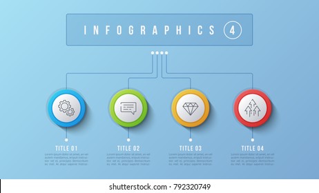 Vector 4 options infographic design, structure chart, presentation template. Editable stroke and global swatches