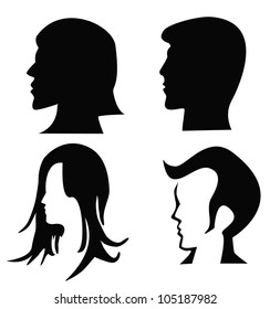 Vector - 4 silhouettes of heads.