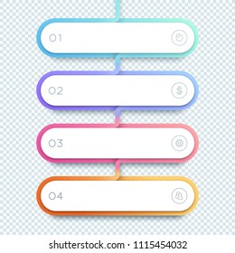 Vector 4 Step Gradient 3d Shapes List Infographic