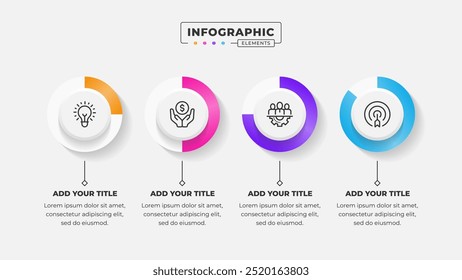 Modelo de design infográfico de processo circular de negócios de 4 etapas