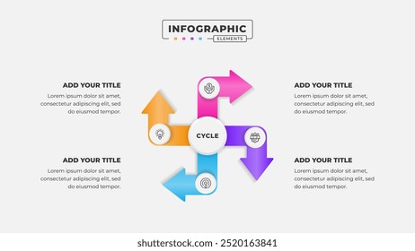 Modelo de design infográfico de ciclo de negócios de 4 etapas