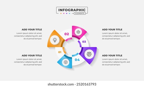 Vetor 4 etapas processo de negócios infográfico modelo de design