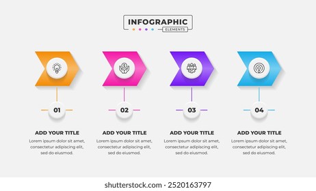 Vetor 4 etapas processo de negócios infográfico modelo de design