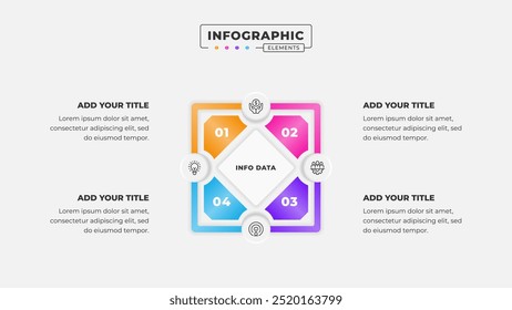 Vetor 4 etapas processo de negócios infográfico modelo de design