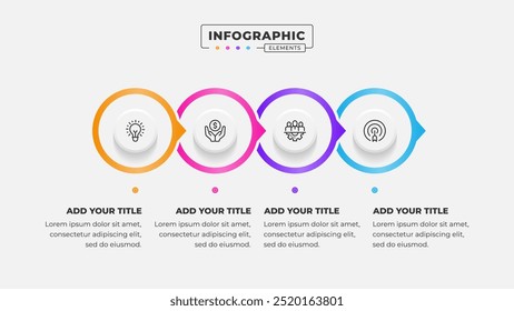 Vetor 4 etapas processo de negócios infográfico modelo de design