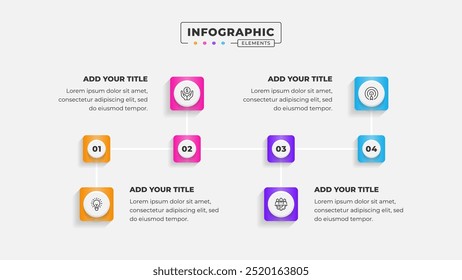 Vetor 4 etapas processo de negócios infográfico modelo de design