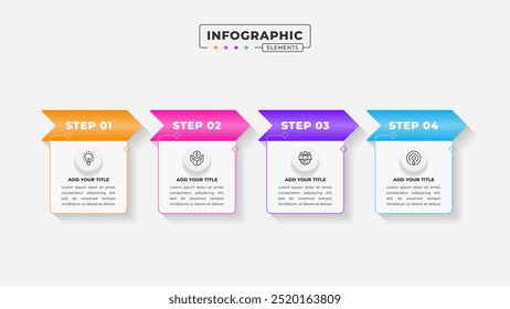 Vetor 4 etapas processo de negócios infográfico modelo de design