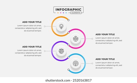 Vetor 4 etapas processo de negócios infográfico modelo de design