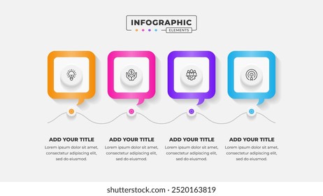 Vetor 4 etapas processo de negócios infográfico modelo de design