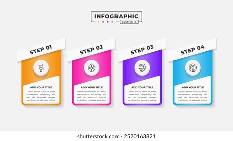 Vetor 4 etapas processo de negócios infográfico modelo de design