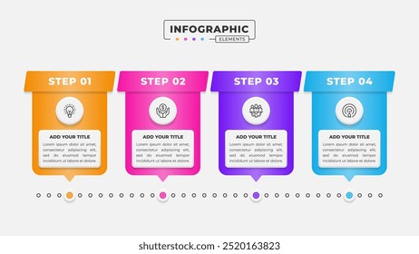 Vetor 4 etapas processo de negócios infográfico modelo de design