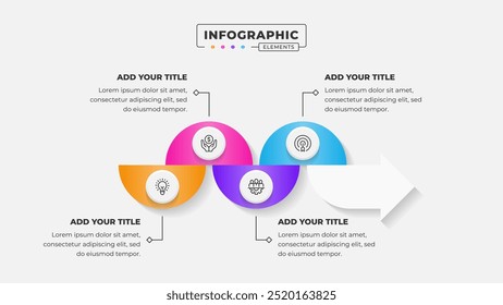 Vetor 4 etapas processo de negócios infográfico modelo de design