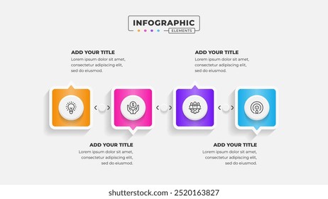 Vetor 4 etapas processo de negócios infográfico modelo de design