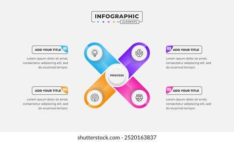 Vetor 4 etapas processo de negócios infográfico modelo de design