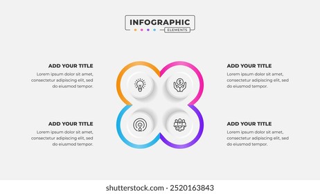 Vetor 4 etapas processo de negócios infográfico modelo de design