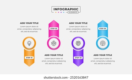 Vetor 4 etapas processo de negócios infográfico modelo de design