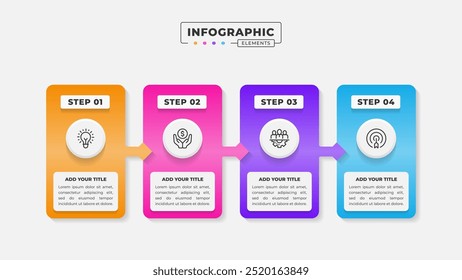 Vetor 4 etapas processo de negócios infográfico modelo de design