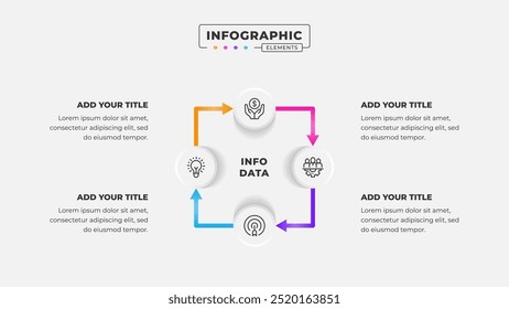 Vetor 4 etapas processo de negócios infográfico modelo de design