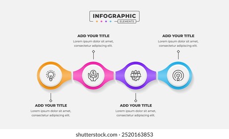 Vetor 4 etapas processo de negócios infográfico modelo de design