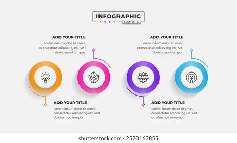 Vetor 4 etapas processo de negócios infográfico modelo de design