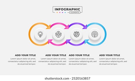 Vetor 4 etapas processo de negócios infográfico modelo de design