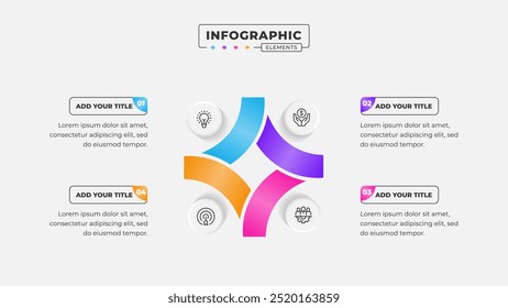 Vetor 4 etapas processo de negócios infográfico modelo de design