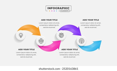 Vetor 4 etapas processo de negócios infográfico modelo de design